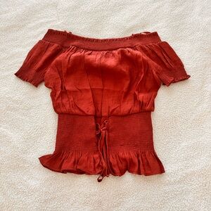 Fiery Red Off the Shoulder Top